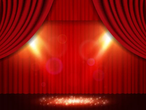 Fondo con cortina de teatro rojo — Archivo Imágenes Vectoriales