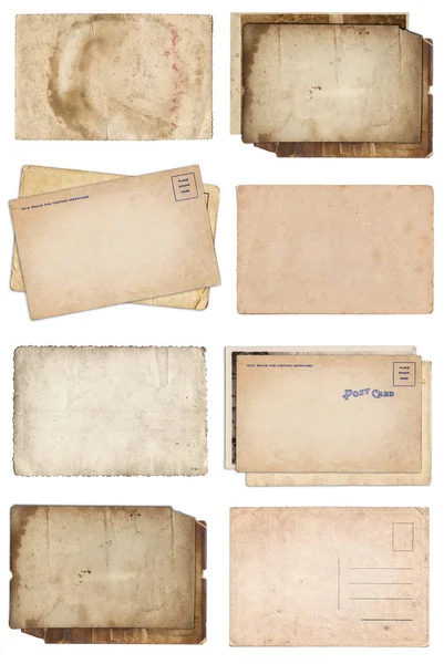 Uppsättning av olika gamla papper och vykort med repor och fläckar — Stockfoto