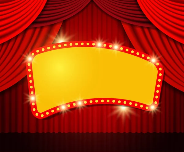 Retro afiş sahne perdesi üzerinde parlayan