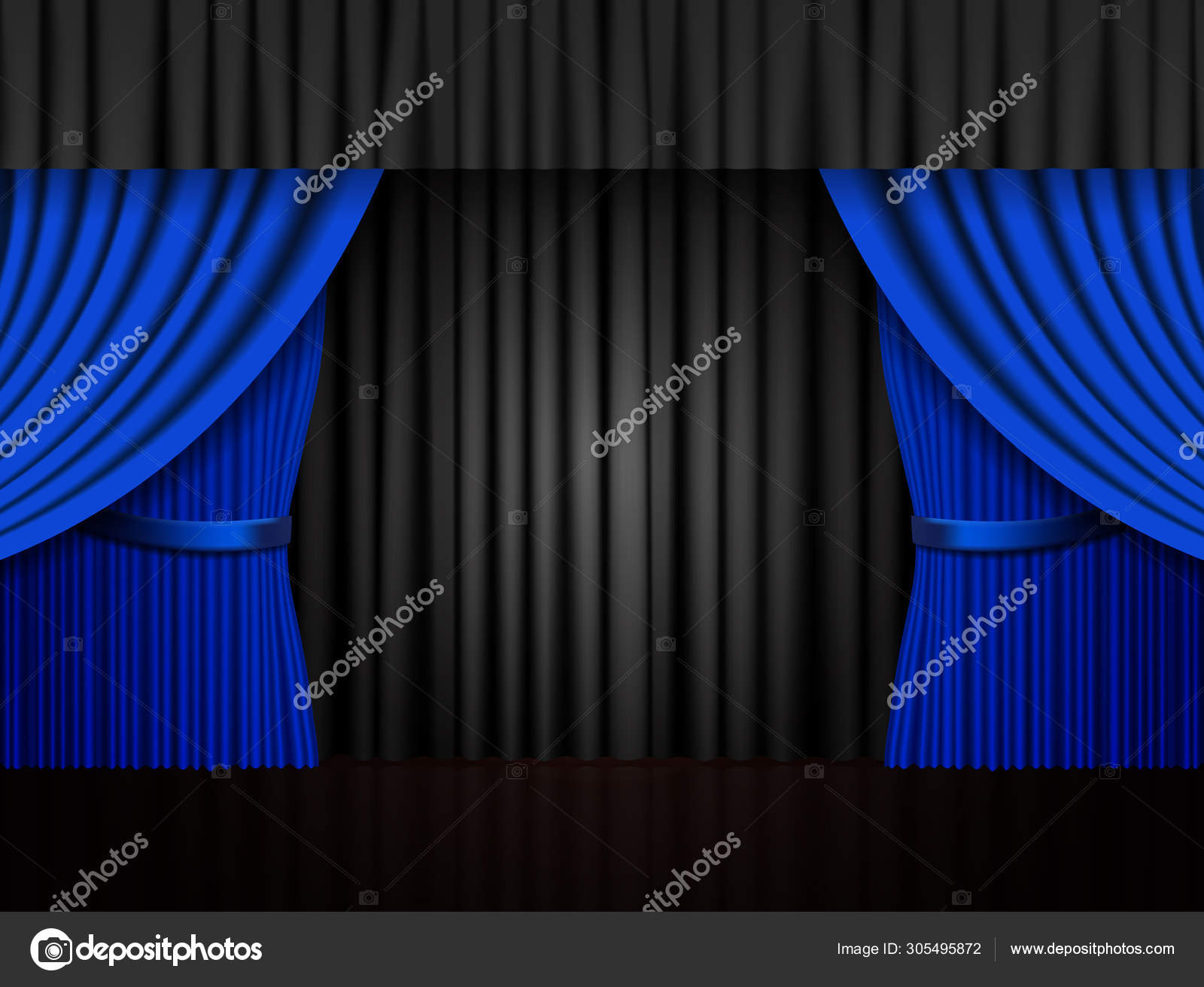 Image vectorielle Fond avec rideau noir et bleu. Conception pour la  présentation , par ©DarkBird - 305495872, image size:1600x1311