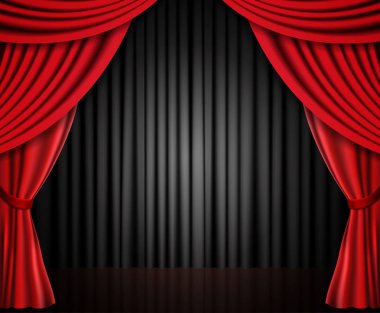 Kırmızı ve siyah tiyatro perdesi ile arka plan