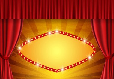 Sirk vintage perde üzerinde retro afiş ile Arka plan