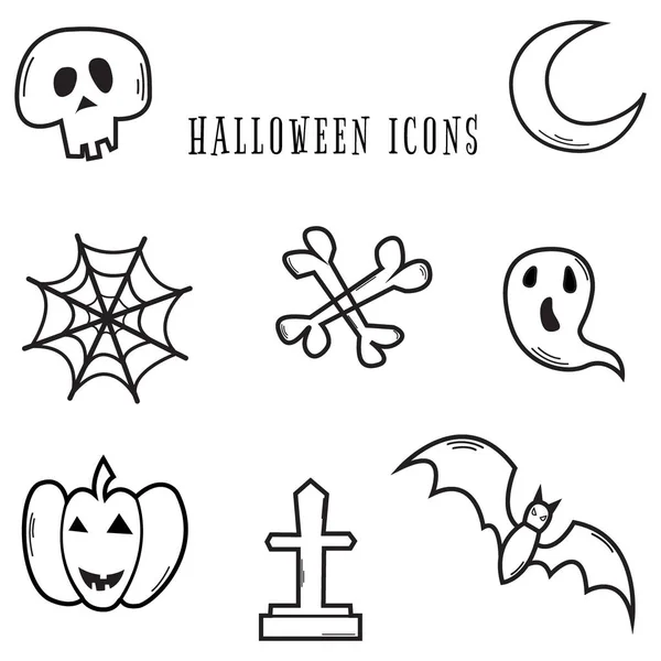 Set Monochrome Icons Halloween Design Vector Illustration — Stock Vector