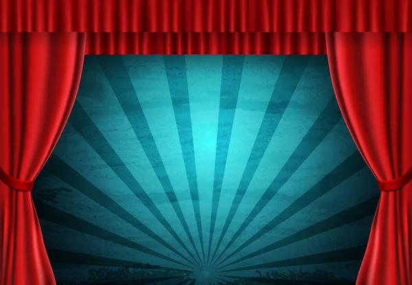 Röd gardin på cirkus vintage bakgrund. Utformning för presentation — Stock vektor