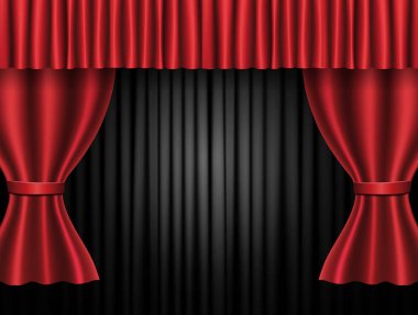 Siyah ve kırmızı perde ile arka plan. Sunum için tasarım, 