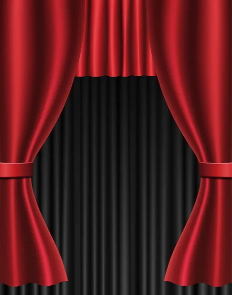 Fundo com cortina de teatro vermelho e preto —  Vetores de Stock