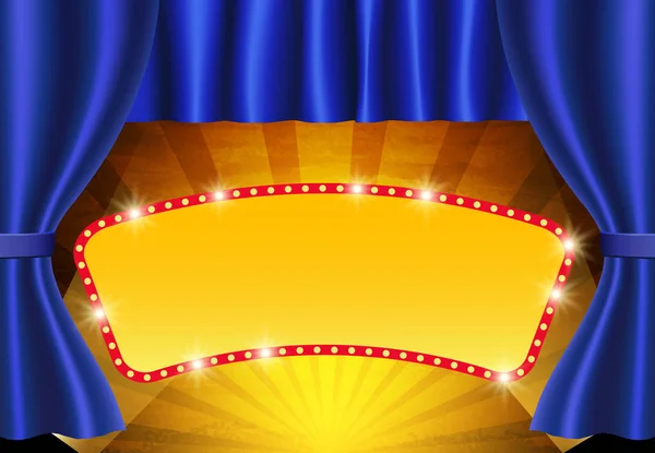 Fond avec bannière rétro sur rideau vintage cirque — Image vectorielle