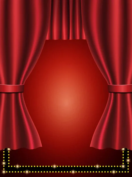 Fondo con cortina de teatro rojo — Vector de stock