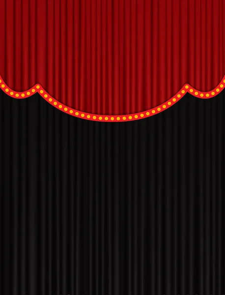 黒と赤のカーテンを持つ背景。プレゼンテーション用の設計, — ストックベクタ