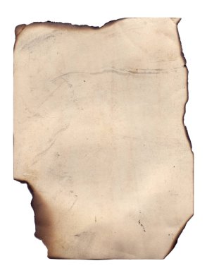 Yanmış kenarları, lekeleri ve çizikleri olan eski model kaba doku retro kağıdı. 