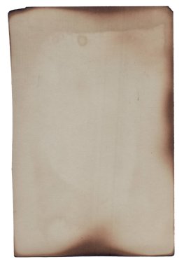 Yanmış kenarları, lekeleri ve çizikleri olan eski model kaba doku retro kağıdı. 