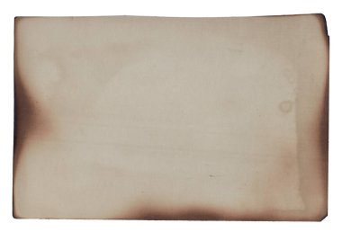 Yanmış kenarları, lekeleri ve çizikleri olan eski model kaba doku retro kağıdı. 