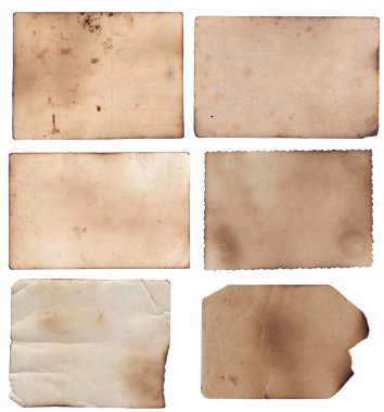 Yanmış kenarları, lekeleri ve çizikleri olan eski model kaba doku retro kağıdı. 