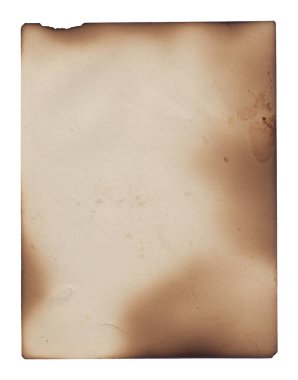 Yanmış kenarları, lekeleri ve çizikleri olan eski model kaba doku retro kağıdı. 