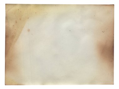 Yanmış kenarları, lekeleri ve çizikleri olan eski model kaba doku retro kağıdı. 