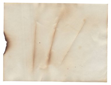 Yanmış kenarları, lekeleri ve çizikleri olan eski model kaba doku retro kağıdı. 