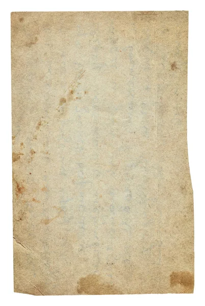 Antiguo Papel Rugoso Vintage Con Arañazos Manchas Textura Aislada Blanco — Foto de Stock