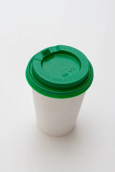 Πλαστικό Κύπελλο Λευκό Φόντο — Φωτογραφία Αρχείου