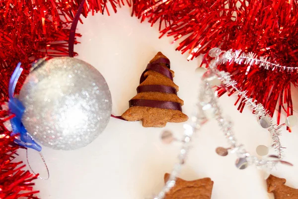 Galletas Jengibre Decoraciones Año Nuevo —  Fotos de Stock