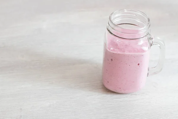 Glass Jar Cup Pink Smoothie — Stock Photo, Image