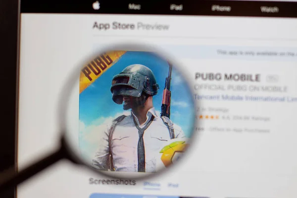 Сайт Pubg Moe Логотип Pubg Mobile Виден Экране Монитора — стоковое фото