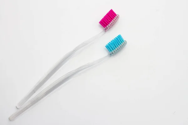 Transparent Toothbrushes White Background — Stock Photo, Image