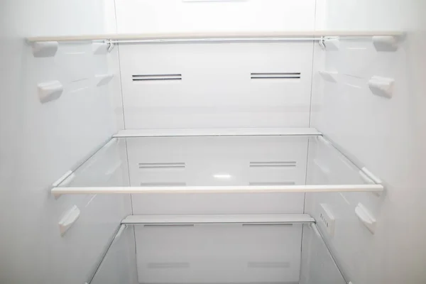 Close Empty Refrigerator Empty Fridge Shelves — Stock Photo, Image