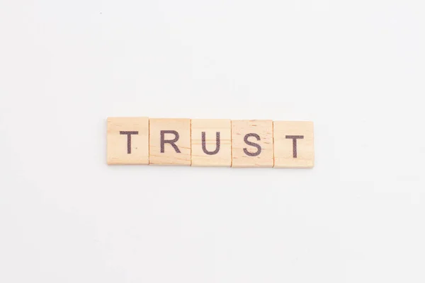 Blocos Madeira Com Letras Palavras Confiar Relações Confiança — Fotografia de Stock
