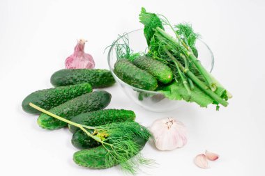 Salatalık turşusu için malzemeler.