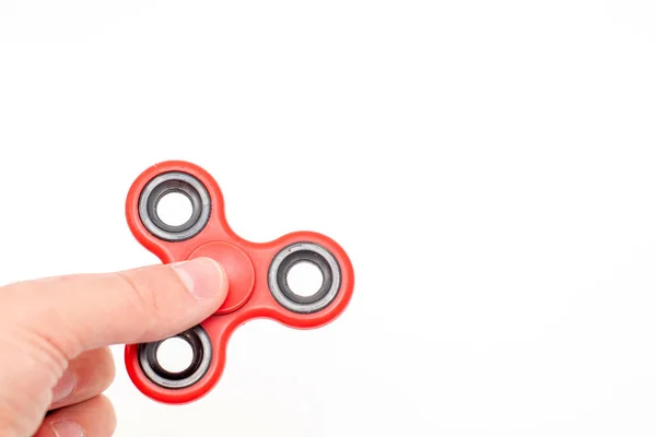 Mano Celebración Fidget Spinner Juguete Aislado Sobre Fondo Blanco — Foto de Stock