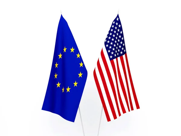 Unii Europejskiej i amerykańskiej flagi — Zdjęcie stockowe