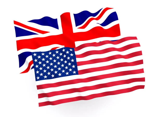 Velká Británie a americké vlajky — Stock fotografie