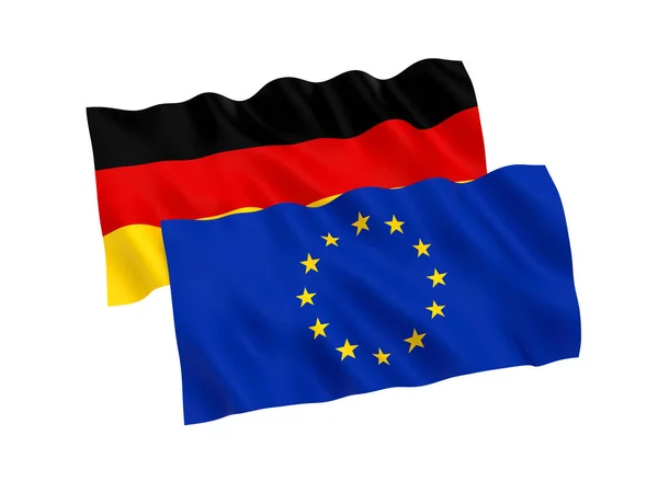 Lijst van vlaggen van de Europese Unie en Duitsland op een witte achtergrond — Stockfoto