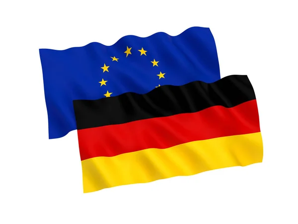 Vlajky Evropské unie a Německa na bílém pozadí — Stock fotografie
