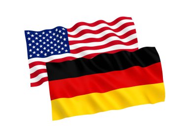 Beyaz bir arka plan üzerinde Amerika ve Almanya bayrakları