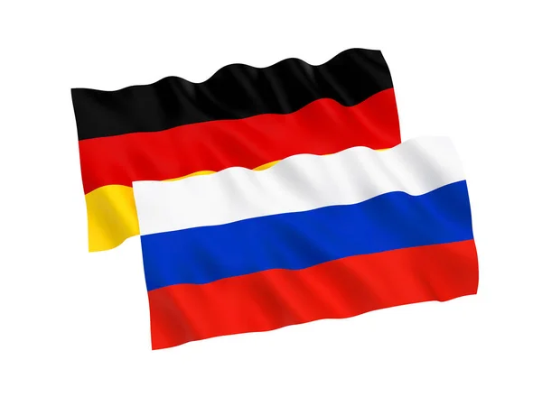 Vlajky Německa a Ruska na bílém pozadí — Stock fotografie