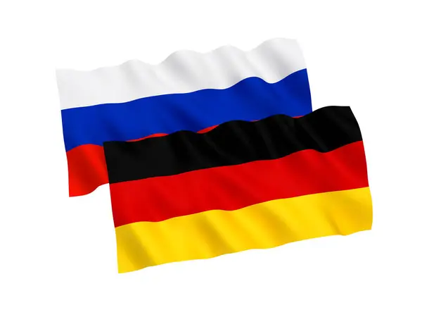 Σημαίες της Γερμανίας και της Ρωσίας σε λευκό φόντο — Φωτογραφία Αρχείου