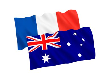 Fransa ve Avustralya beyaz bir arka plan üzerinde bayrakları