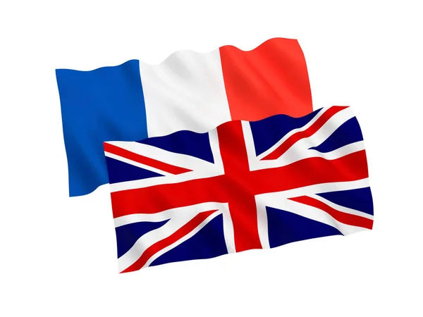 白い背景にフランスやイギリスの国旗 — ストック写真