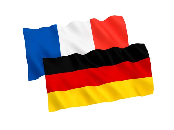 Bandeiras da França e da Alemanha sobre um fundo branco — Fotografia de Stock