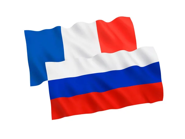 Flaggor av Frankrike och Ryssland på en vit bakgrund — Stockfoto