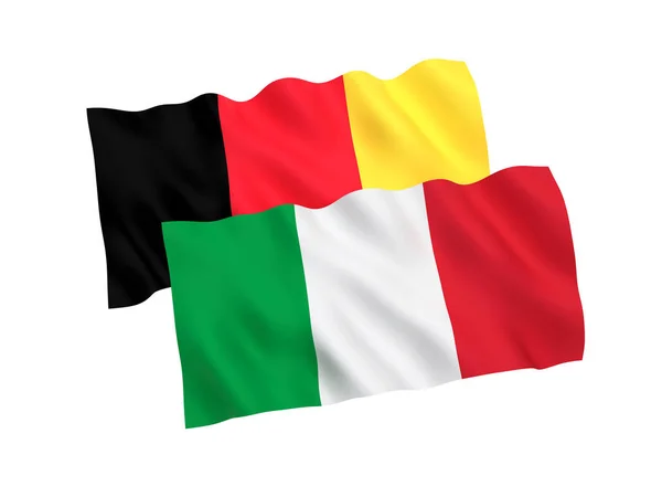 Drapeaux de Belgique et d'Italie sur fond blanc — Photo