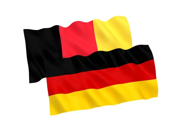 Прапори Німеччини, Бельгії, на білому фоні — стокове фото