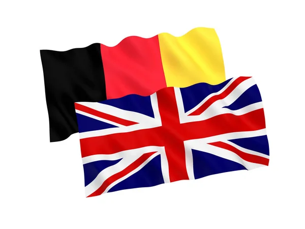 Banderas de Bélgica y Gran Bretaña sobre un fondo blanco — Foto de Stock