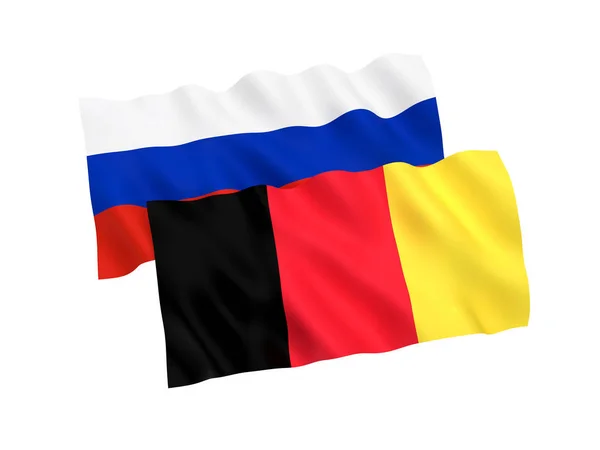 Σημαίες της Ρωσίας και του Βελγίου σε λευκό φόντο — Φωτογραφία Αρχείου