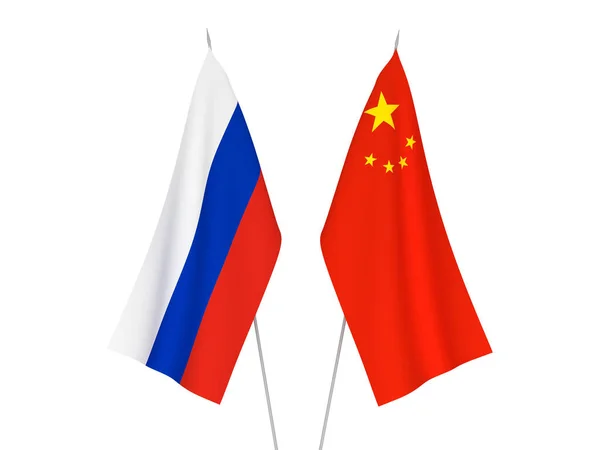 Флаги России и Китая — стоковое фото