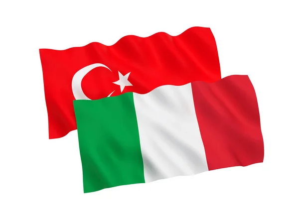 Drapeaux de Turquie et d'Italie sur fond blanc — Photo