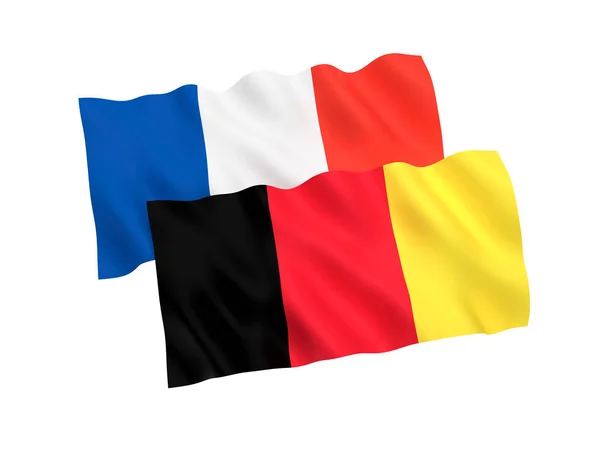 Flaggen von Frankreich und Belgien auf weißem Hintergrund — Stockfoto