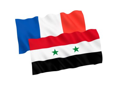 Beyaz zemin üzerine Fransa ve Suriye bayrakları