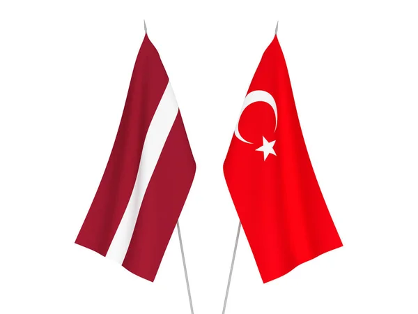 Letonya ve Türkiye bayrakları — Stok fotoğraf